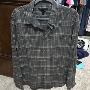 John Varvatos Gray Plaid Casual Shirt Men’s Medium Button Down Grey Size M